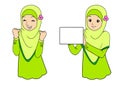 Young muslim woman with facial expressions