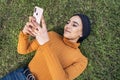 Young Muslim Woman Using Phone Royalty Free Stock Photo