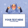 Muslim woman pointing finger down at copy space Royalty Free Stock Photo