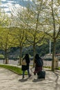 Young muslim women in the city park