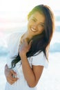 Young and naturally beautiful. Pretty woman smiling at the camera. Royalty Free Stock Photo