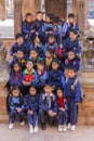 Young Nepalese students on a school trip to Bhaktapur Royalty Free Stock Photo