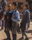 Young Nepalese students on a school trip to Bhaktapur Royalty Free Stock Photo