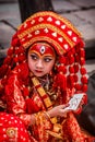 Young Nepali Girl Dressed as a Kumari living Goddess