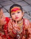 Young Nepali Girl Dressed as a Kumari living Goddess.