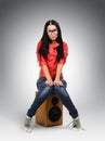 Young nerd fashion girl in large glasses Royalty Free Stock Photo