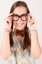 Young nerdy cute girl smiling. Royalty Free Stock Photo