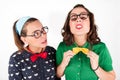 Young nerdy girls Royalty Free Stock Photo