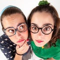 Young nerdy girls Royalty Free Stock Photo