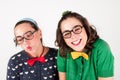 Young nerdy girls Royalty Free Stock Photo