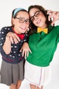 Young nerdy girls Royalty Free Stock Photo