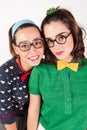 Young nerdy girls Royalty Free Stock Photo