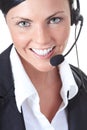 Young nice call operator woman on a white Royalty Free Stock Photo