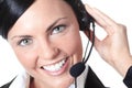 Young nice call operator woman on a white Royalty Free Stock Photo