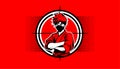 Young ninja on a red target background. Royalty Free Stock Photo