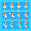 Young nurse in different poses and emotions Pack 1. Big character set