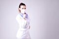 Young nurse gesture silence please Royalty Free Stock Photo