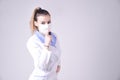 Young nurse gesture silence please Royalty Free Stock Photo