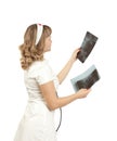Young nurse lady with x-ray picture Royalty Free Stock Photo