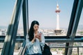 Young office lady checking the timetable Royalty Free Stock Photo