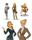 Young office workers. Business womans. Womans set. illus