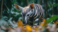 Young okapi in dense forest Royalty Free Stock Photo