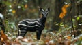 Young okapi standing in a forest, looking directly at the camera Royalty Free Stock Photo