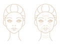 Young and old wrinkled skin of woman face. Before and after skin care concept