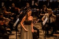 Young opera singer performing aria at National Theater in Belgrade