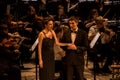 Young opera singers performing aria at National Theater in Belgrade