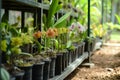 young orchids being acclimatized in a shaded area Royalty Free Stock Photo