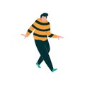 Young Overweight Man Dancing, Male Dancer Character Wearing Casual Clothes Vector Illustration