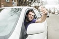 Young owner man with his car Royalty Free Stock Photo