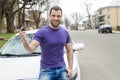 Young owner man with his car Royalty Free Stock Photo