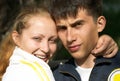 Young pair of lovers embrace Royalty Free Stock Photo