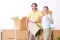 Young pair moving to new apaprtment Royalty Free Stock Photo