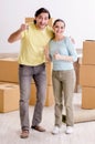 Young pair moving to new apaprtment Royalty Free Stock Photo