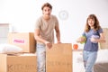 The young pair moving to new appartment Royalty Free Stock Photo