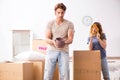 The young pair moving to new appartment Royalty Free Stock Photo