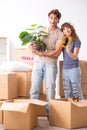 The young pair moving to new appartment Royalty Free Stock Photo