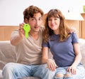 Young pair moving to new appartment Royalty Free Stock Photo