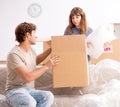 Young pair moving to new appartment Royalty Free Stock Photo