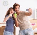 Young pair moving to new appartment Royalty Free Stock Photo