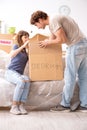 The young pair moving to new appartment Royalty Free Stock Photo