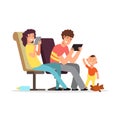 Young parents do not pay attention to child vector illustration