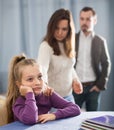 Parents lecturing daughter Royalty Free Stock Photo