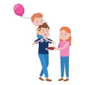 Young parents with son and balloon helium