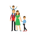 Young parents standing with their two sons, happy family concept vector Illustration Royalty Free Stock Photo