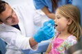 Young patient and dentist are in dental ambulance Royalty Free Stock Photo