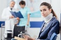 Young patient in the waiting room at the hospital Royalty Free Stock Photo